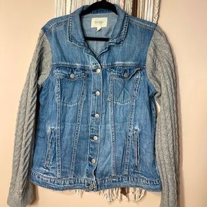 Jean jacket with sweater sleeves